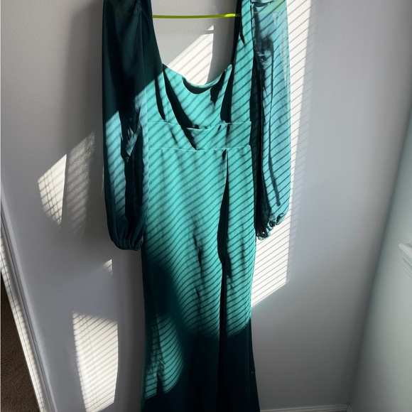 Lulu's Teal Green Backless Maxi Dress with Puff Sleeves - Picture 5 of 5